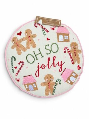 Cupcakes and Cashmere gingerbread holiday pillow Christmas pink/red decor gift